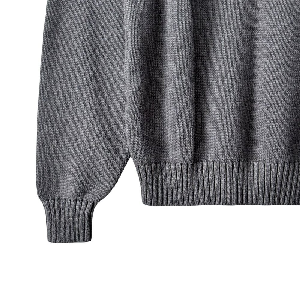 Vintage Lands End Mens Small Drifter Sweater Cotton Pullover 90s Charcoal Gray - Picture 8 of 14
